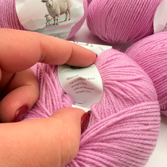 6x Skeins Pink Merino Wool Yarn