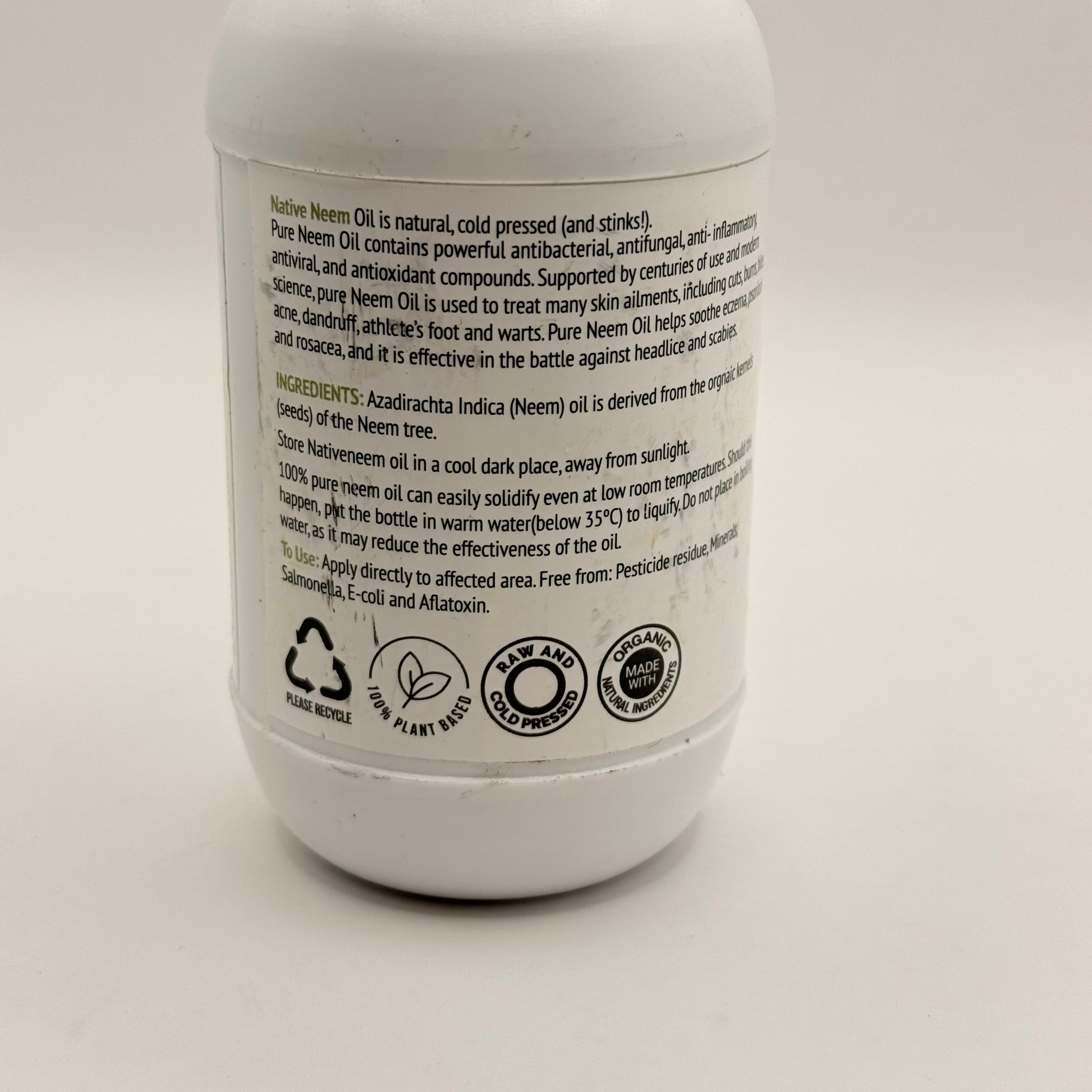 Native neem organic pure neem oil 100ml - body oil health and wellness