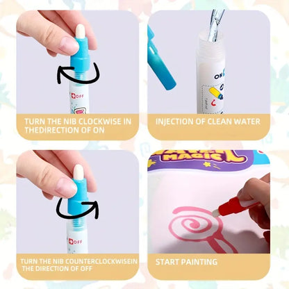 Water Canvas Painting Set (Canvas + 2 Brushes)