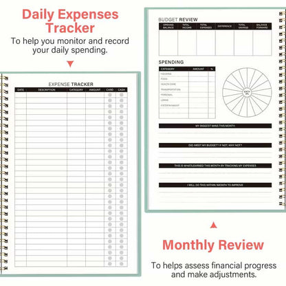 Monthly Financial Organizer & Expense Tracking Planner Notebook (Black)