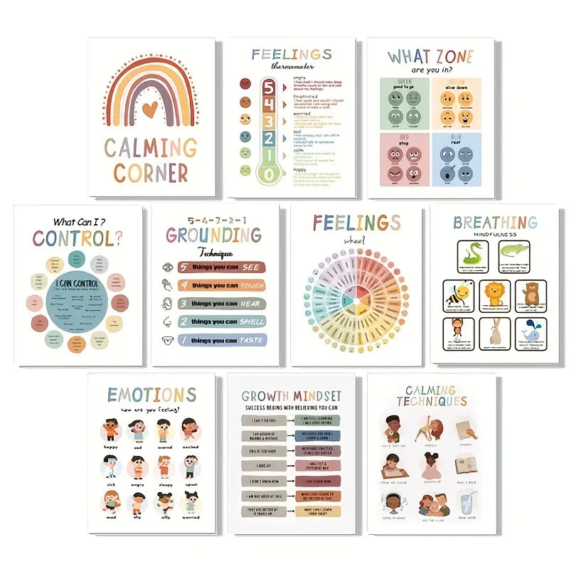 10-Piece A4 Calming Corner Poster Set