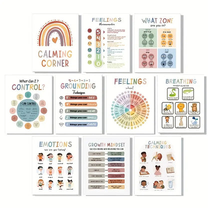 10-Piece A4 Calming Corner Poster Set