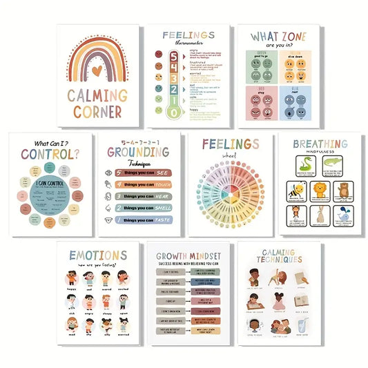 10-Piece A4 Calming Corner Poster Set