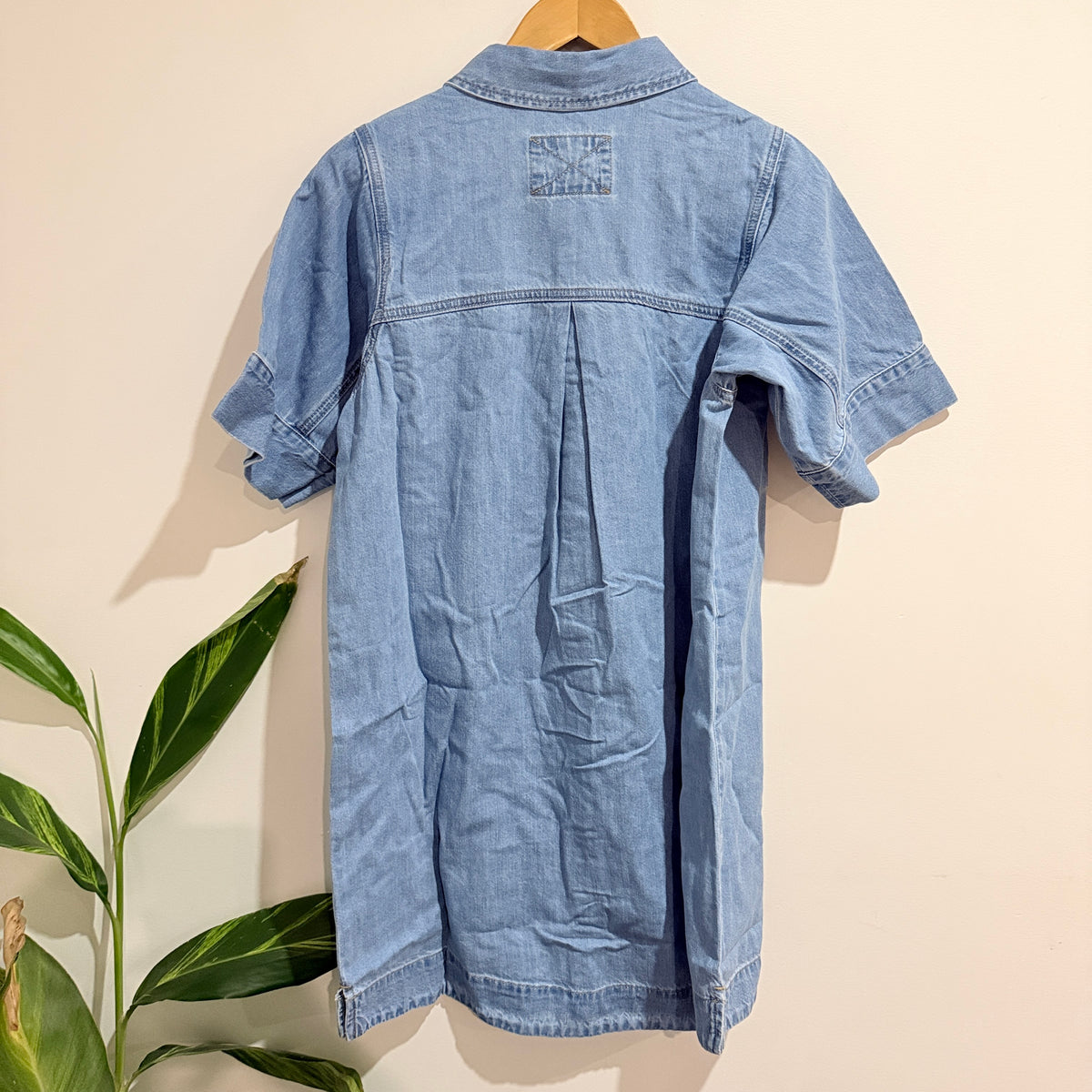 Ceres Short Sleeve Yoke Detail Midi Denim Dress Size XS