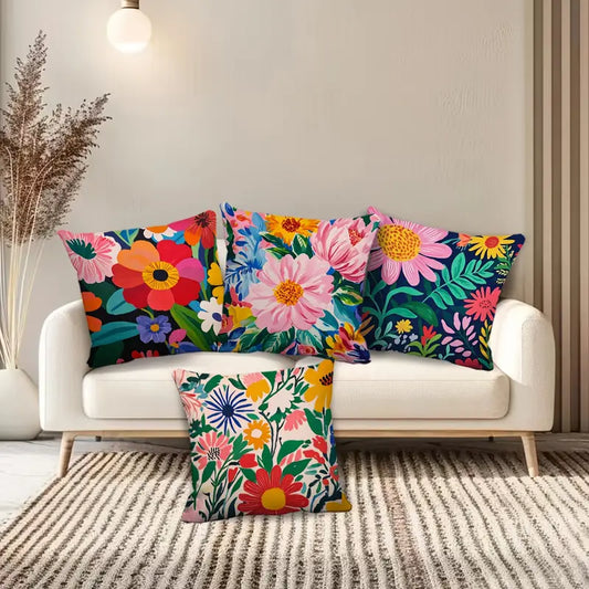 Set of 4 boho vibrant floral cushion covers - chair & sofa cushion covers from google - what’s new home&living materials