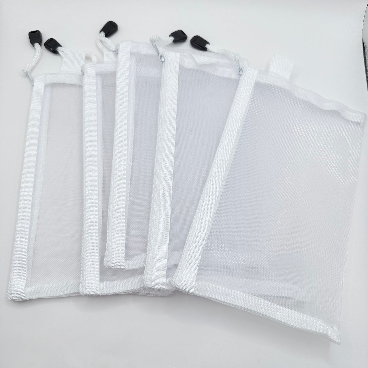 A6 Mesh Zipper Pouches - White (5 Pack)