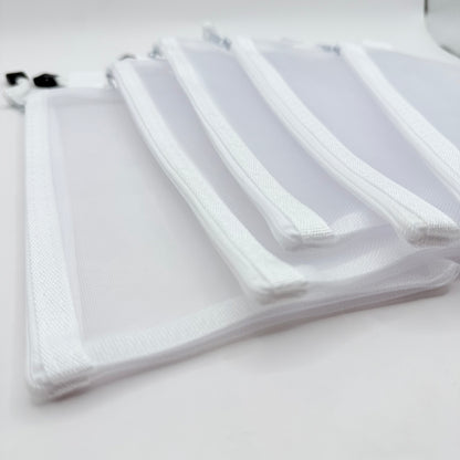 A6 Mesh Zipper Pouches - White (5 Pack)