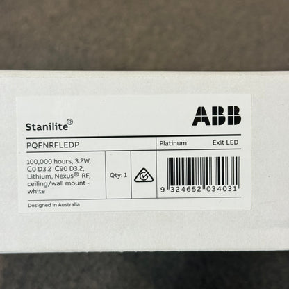 ABB Stanilite Platinum Exit LED Sign Model No. PQFNRFLEDP