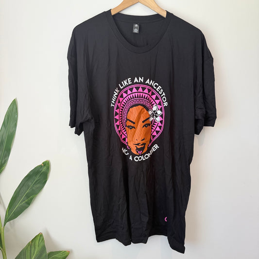 Decolonise pacific - think like an ancestor t-shirt – black 2xl - t-shirts tops men’s apparel
