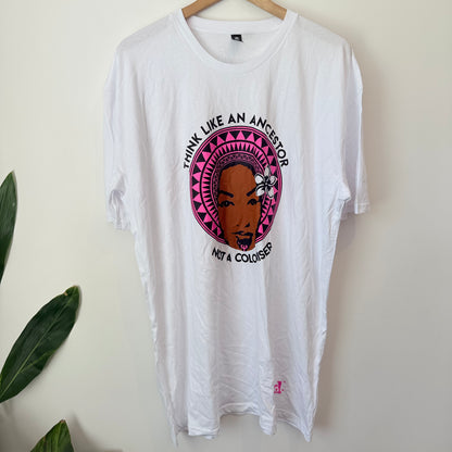 Decolanise pacific - think like an ancestor t-shirt – white 2xl - t-shirts tops men’s apparel