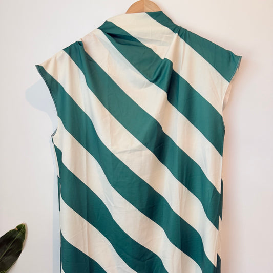 Asos design striped midi dress – green & white – size 12 - dresses top women’s apparel