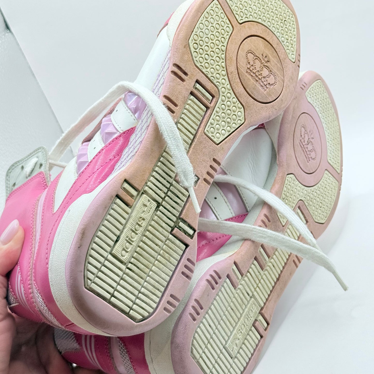 Adidas Pink & White High-Top Sneakers - Size 7