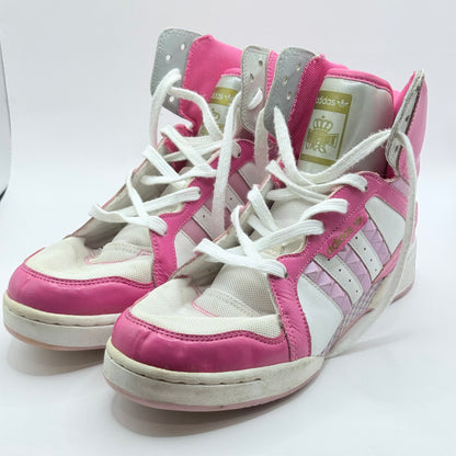 Adidas Pink & White High-Top Sneakers - Size 7