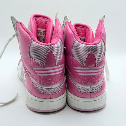 Adidas Pink & White High-Top Sneakers - Size 7