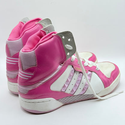 Adidas Pink & White High-Top Sneakers - Size 7