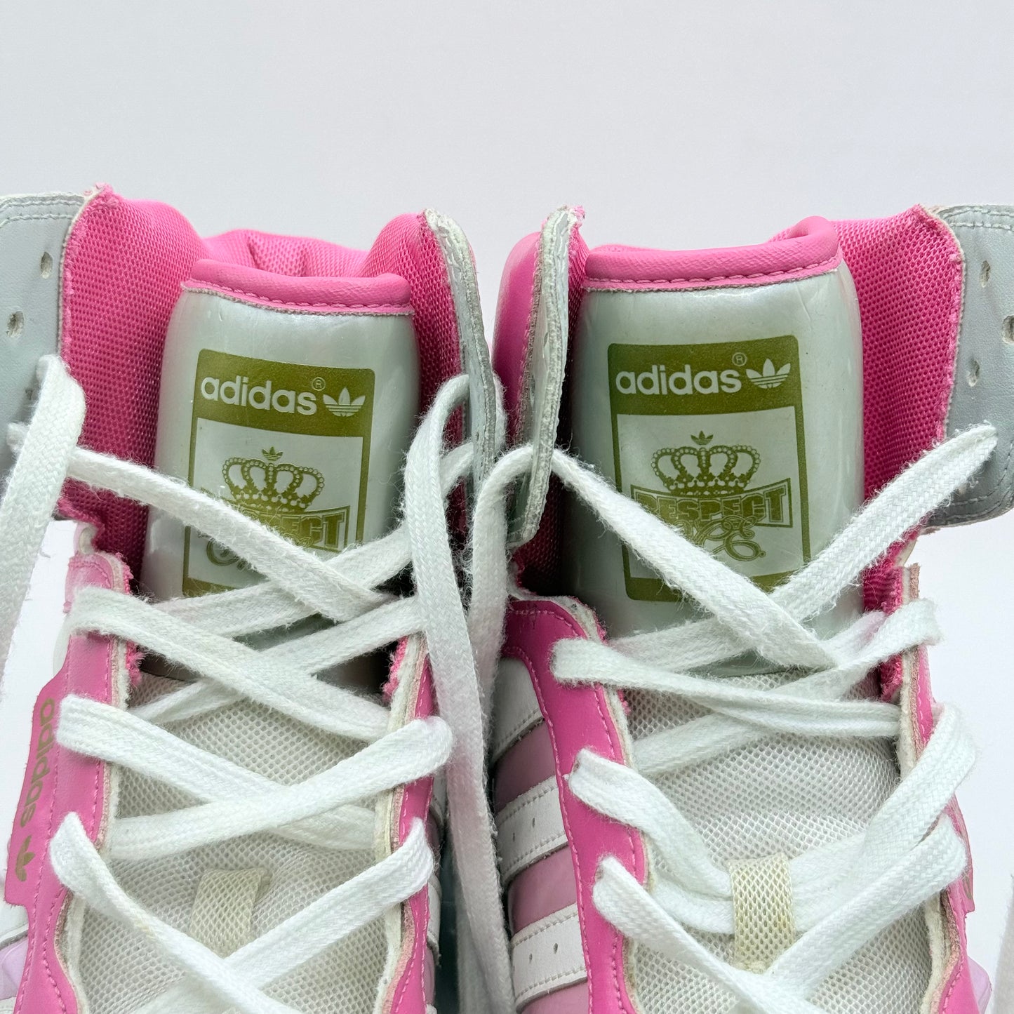 Adidas Pink & White High-Top Sneakers - Size 7