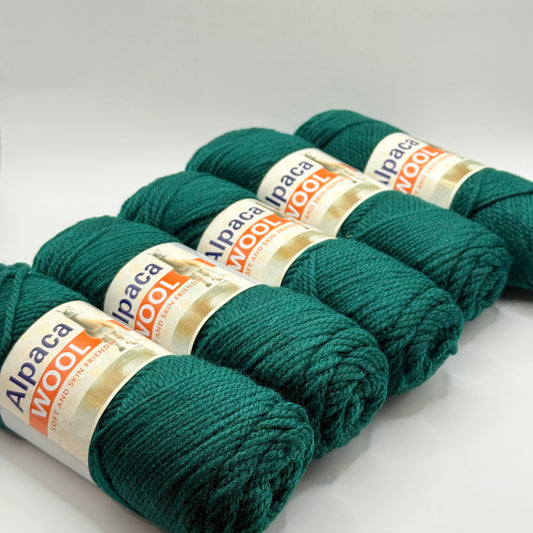 Alpaca Wool Yarn - Green (5 pcs, 100g each)