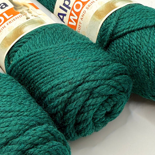 Alpaca Wool Yarn - Green (5 pcs, 100g each)