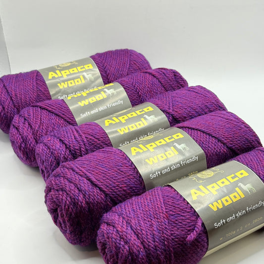 Alpaca Wool Yarn - Purple (5 pcs, 100g each)