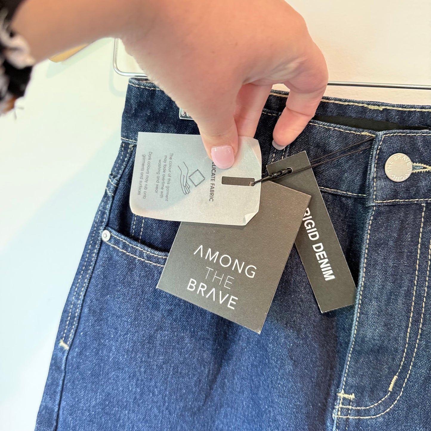 Among The Brave Rouge Dark Blue Denim Midi Skirt – Size 6