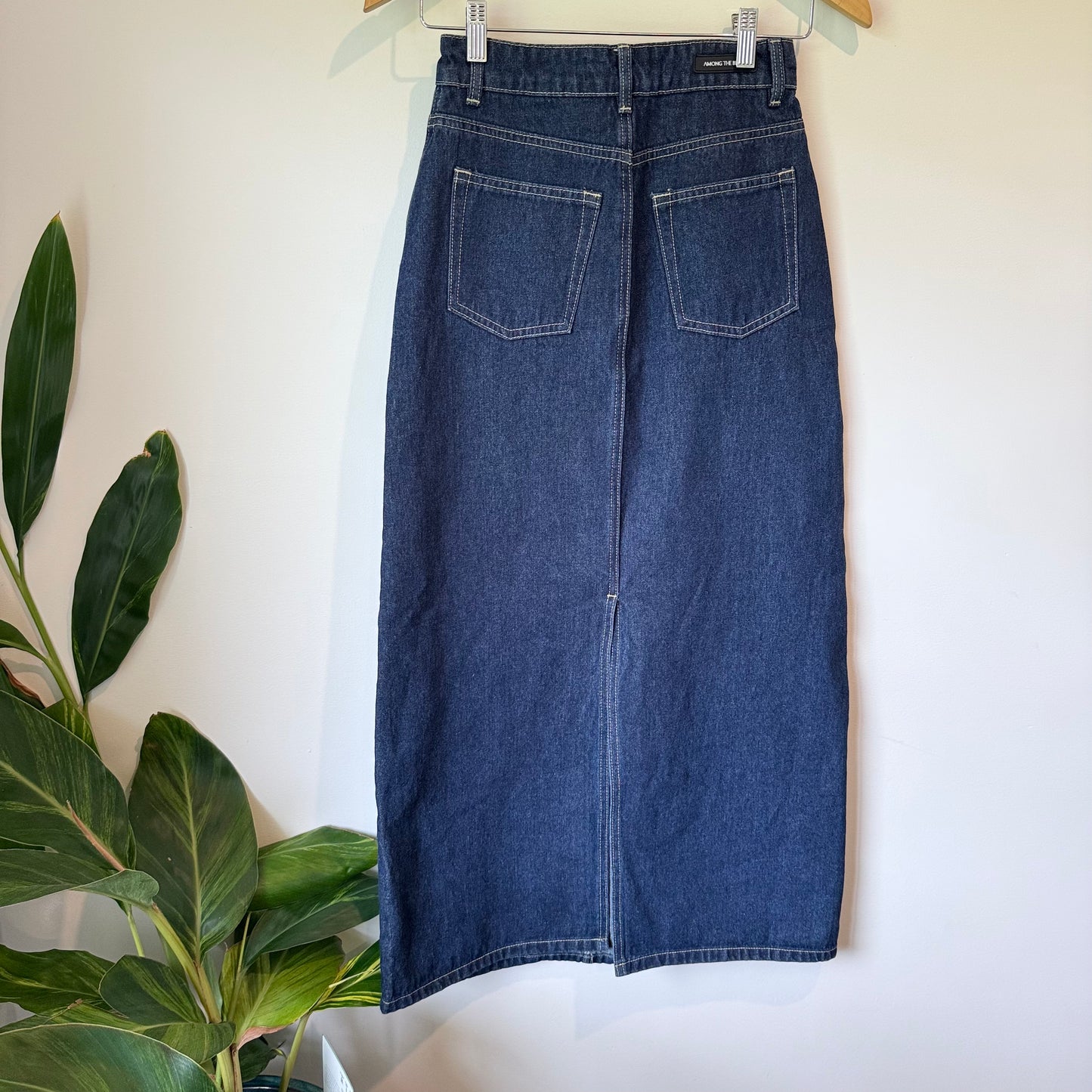 Among The Brave Rouge Dark Blue Denim Midi Skirt – Size 6