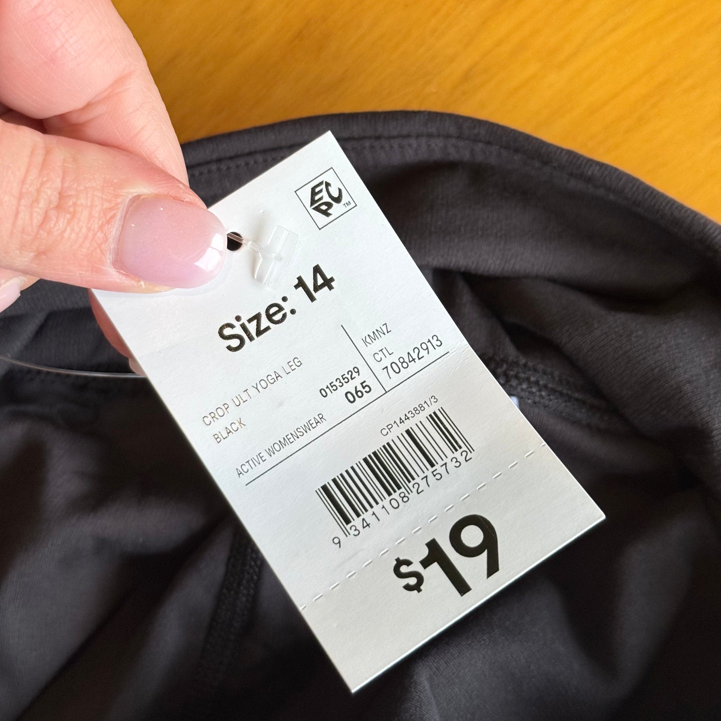 Anko Active Crop Ultimate Yoga Leggings Black Size 14