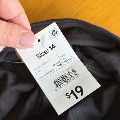 Anko Active Crop Ultimate Yoga Leggings Black Size 14