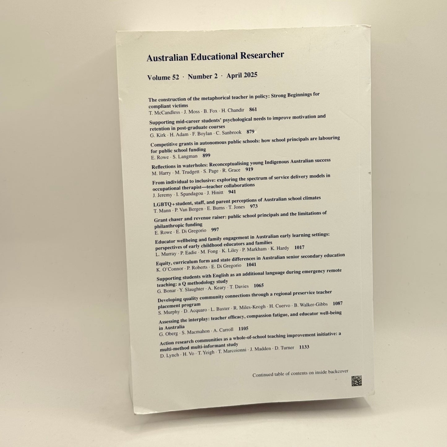 Australian Educational Researcher, Volume 52, Number 2