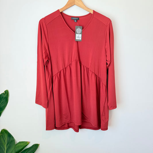 Autograph size s (16) women’s rust red panel tunic - tunics top women’s apparel