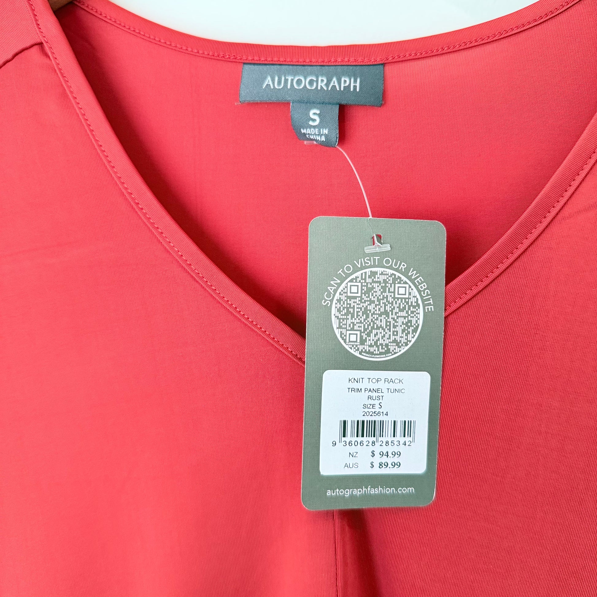 Autograph size s (16) women’s rust red panel tunic - tunics top women’s apparel