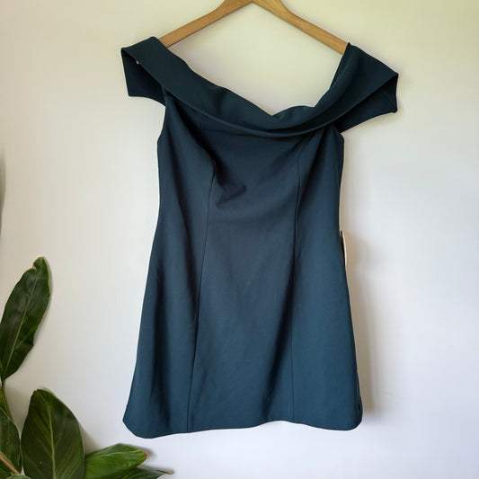 Azzurielle Daniel One Shoulder Mini Dress Teal Size 14