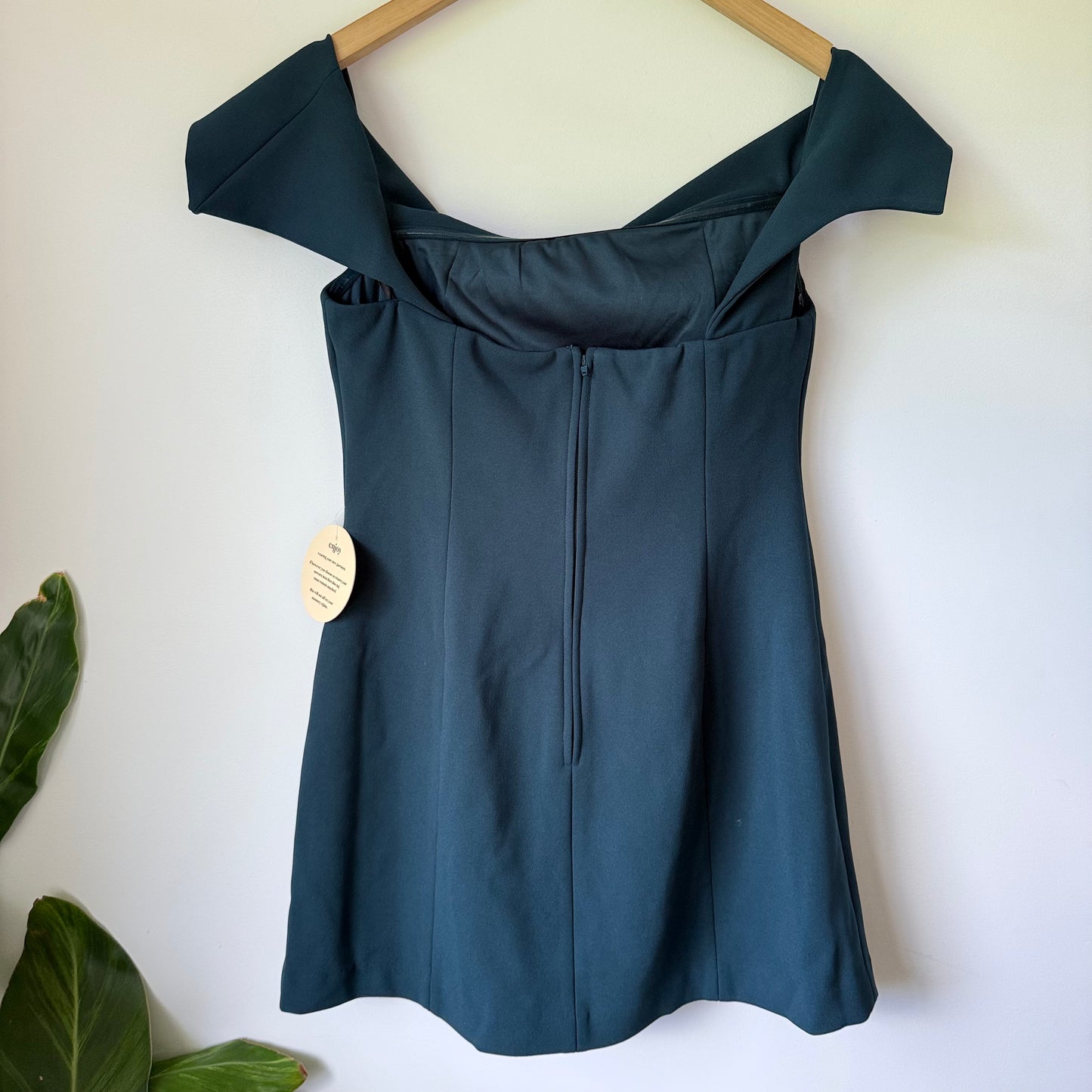 Azzurielle Daniel One Shoulder Mini Dress Teal Size 14