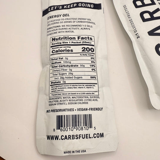 5x carbs fuel original 50g energy gel - nutrition gels & chews food & beverage health and wellness
