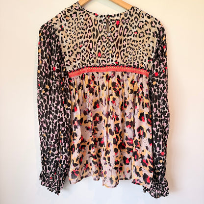 BLANK LONDON Viscose Blouse Multi Leopard Print Top Size Small