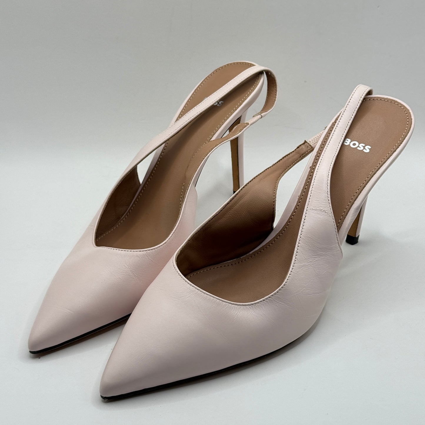 BOSS Hugo Boss Pale Pink Leather Slingback Heels - Size 39