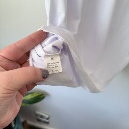 Beach More Worry Less White Racerback Graphic Tank Top - Size M