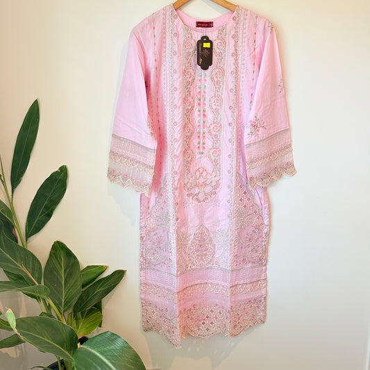 Bin saeed size 12 cutwork salwar suit - pink - traditional & ceremonial clothing top women’s apparel