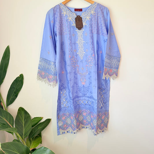 Bin saeed size 14 luxury cutwork salwar suit - blue - traditional & ceremonial clothing top women’s apparel