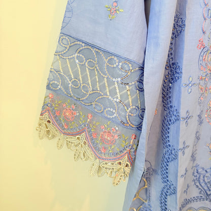 Bin saeed size 14 luxury cutwork salwar suit - blue - traditional & ceremonial clothing top women’s apparel