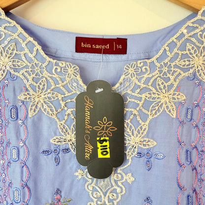 Bin saeed size 14 luxury cutwork salwar suit - blue - traditional & ceremonial clothing top women’s apparel