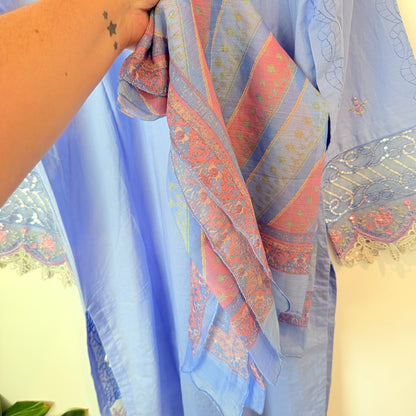 Bin saeed size 14 luxury cutwork salwar suit - blue - traditional & ceremonial clothing top women’s apparel