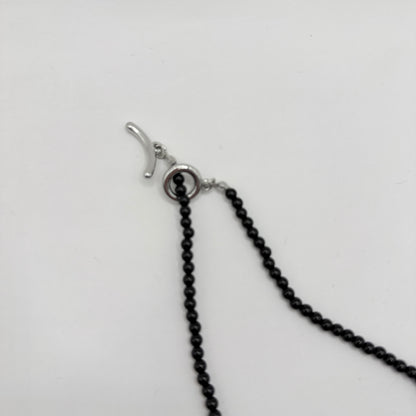 Black Beaded Necklace with Baroque Pearl Pendant