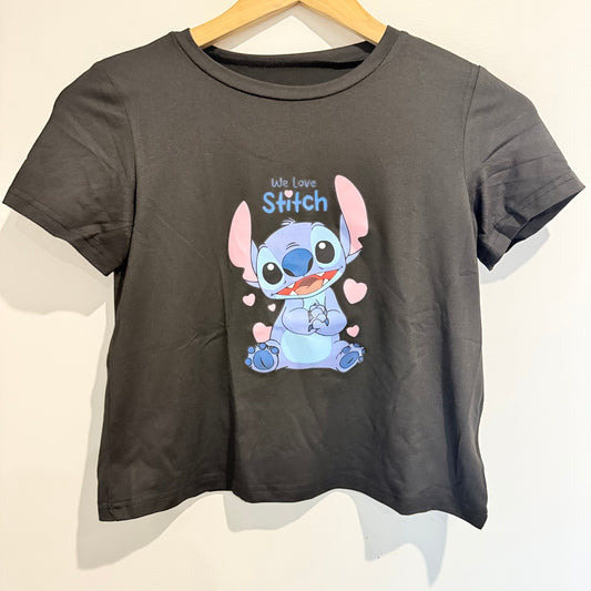 Black Disney Stitch T-Shirt - Size 7-8Y