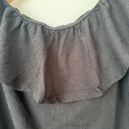 Black One-Shoulder Ruffle Top  - Size M