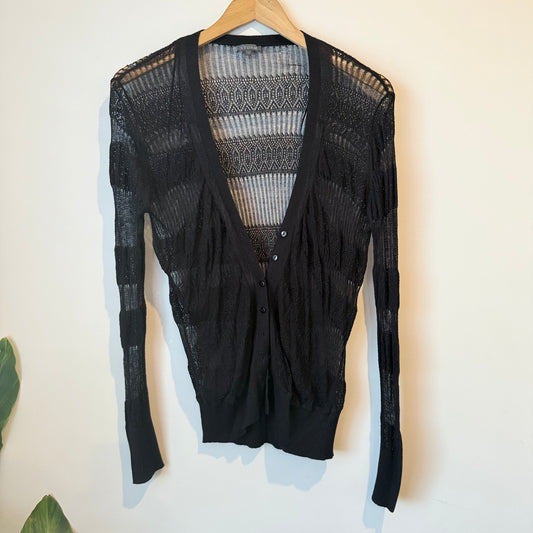 STORM Size 12 Black Open-Knit Cardigan