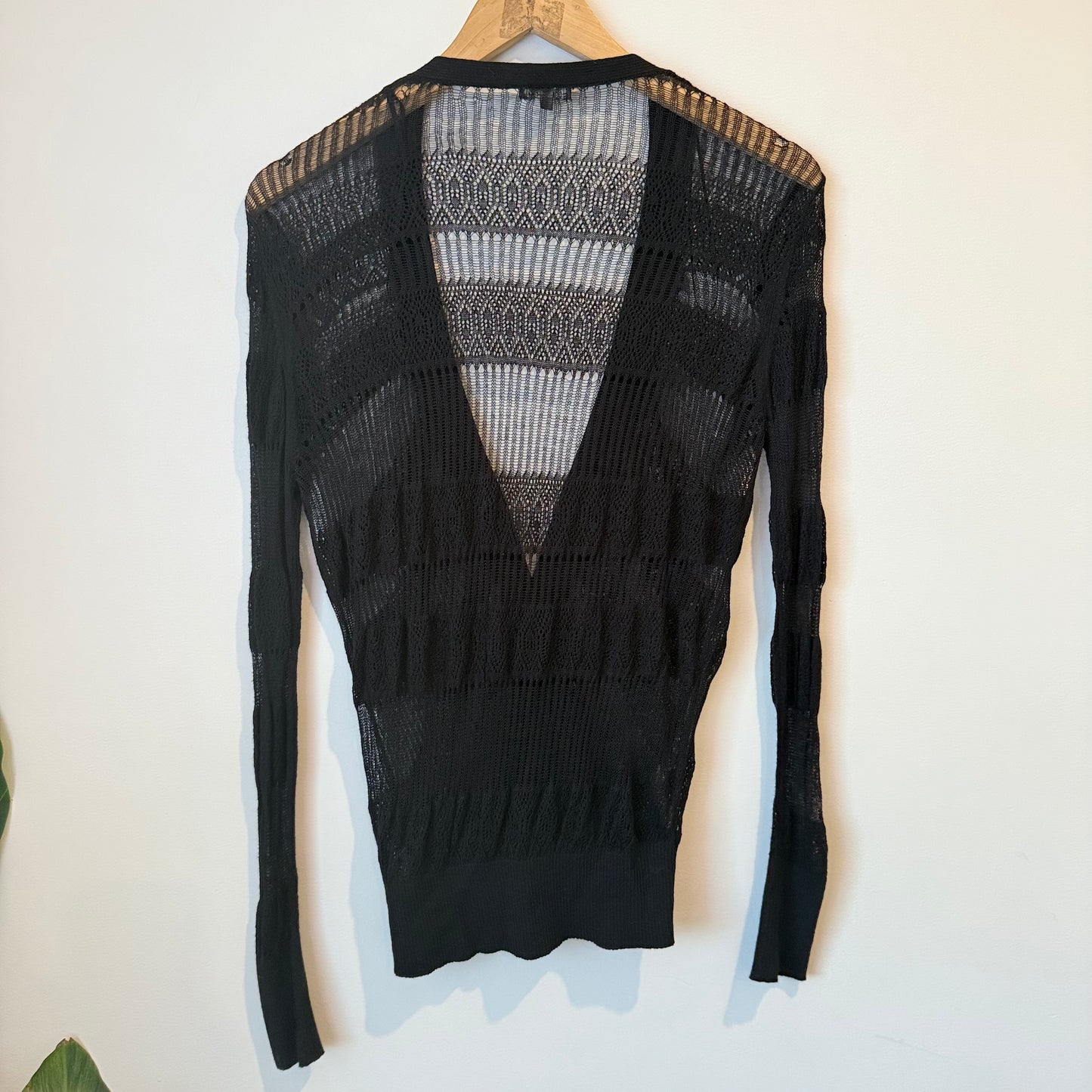 STORM Size 12 Black Open-Knit Cardigan