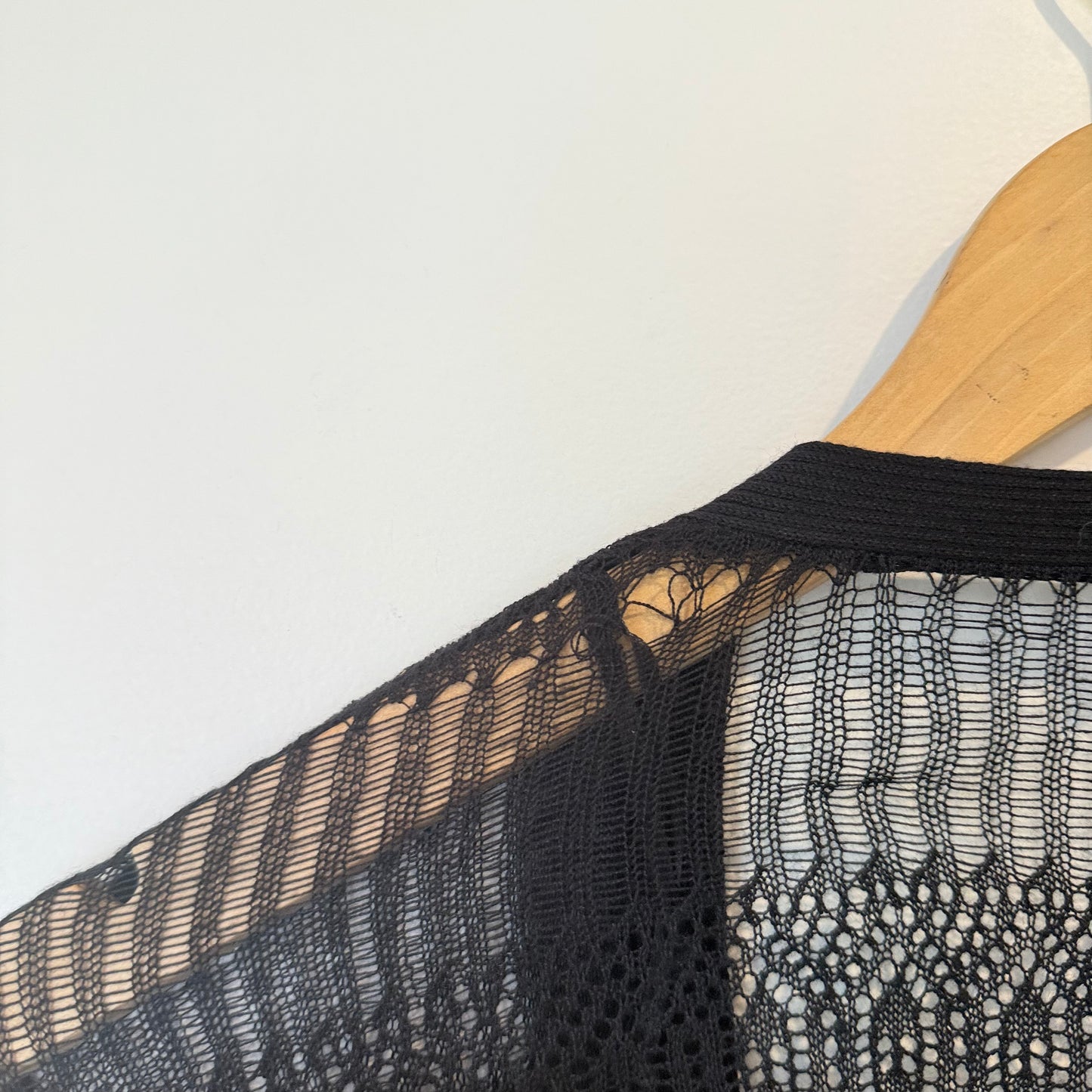 STORM Size 12 Black Open-Knit Cardigan