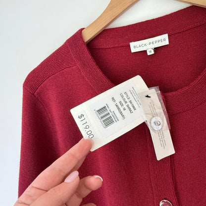 Black Pepper Mabel Heavy Knit Cardigan - Size 18