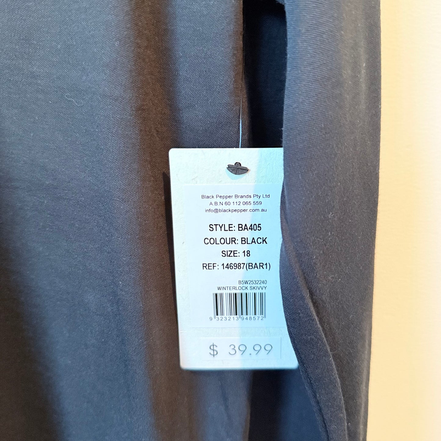 Black Pepper Winterlock Skivvy Black - Size 18