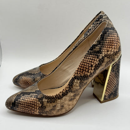 Mi Piaci Brown Snake Print Block Heels Size 39